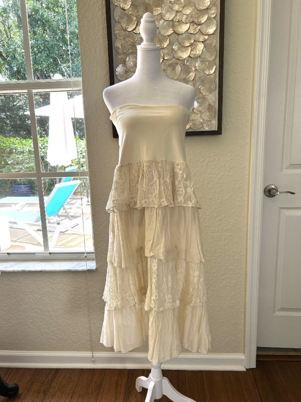 NDS Cream Cotton & Lace Tiered Convertible Dress/Skirt